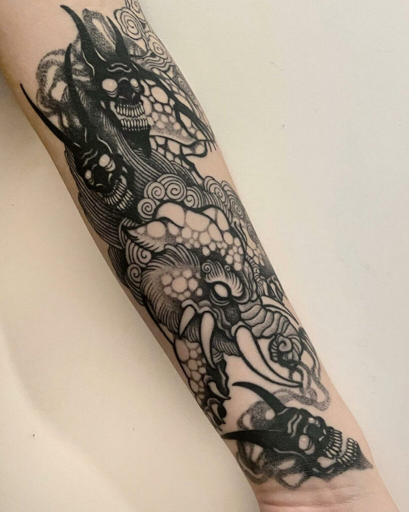 11+ Baku Tattoo Ideas You'll Have To See To Believe! 14 The Dark Themed Baku Tattoo For Goth Fans