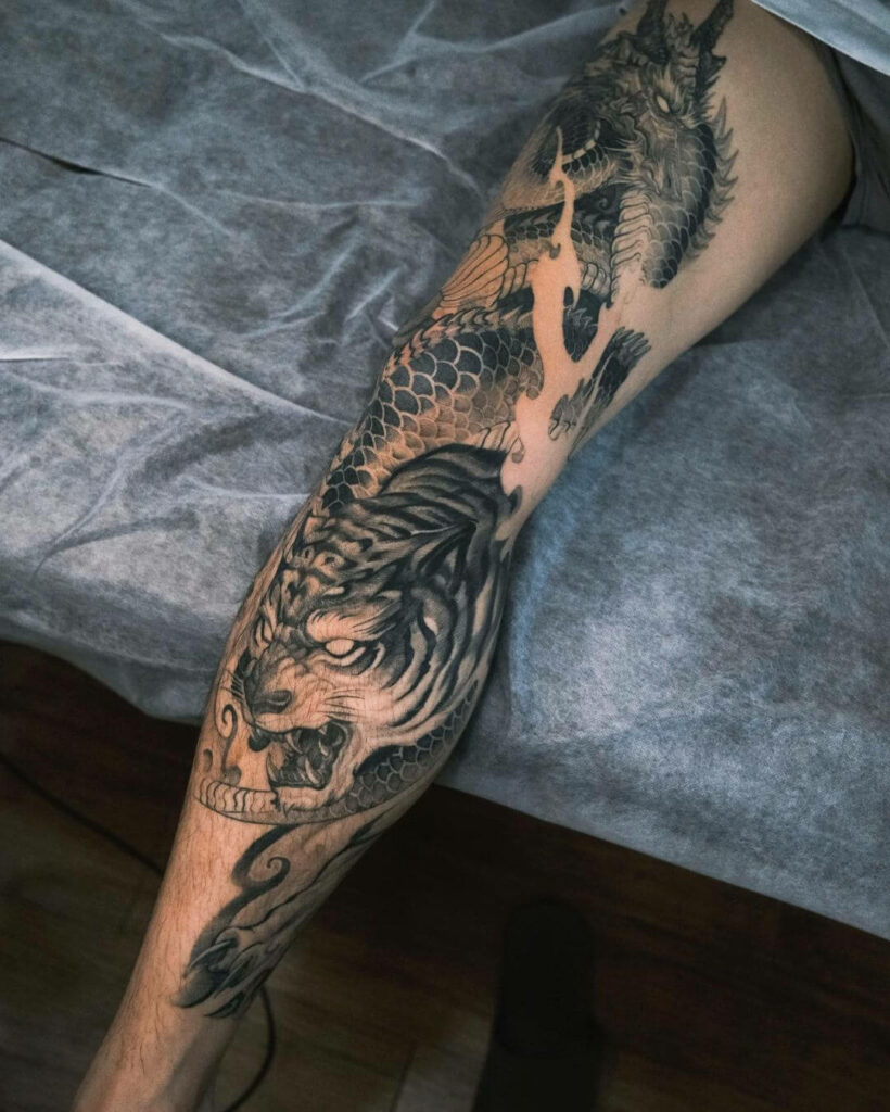 11+ Medieval Dragons Tattoo Ideas That Will Blow Your Mind! 12 The Dynamic Dragon And Tiger Tattoos
