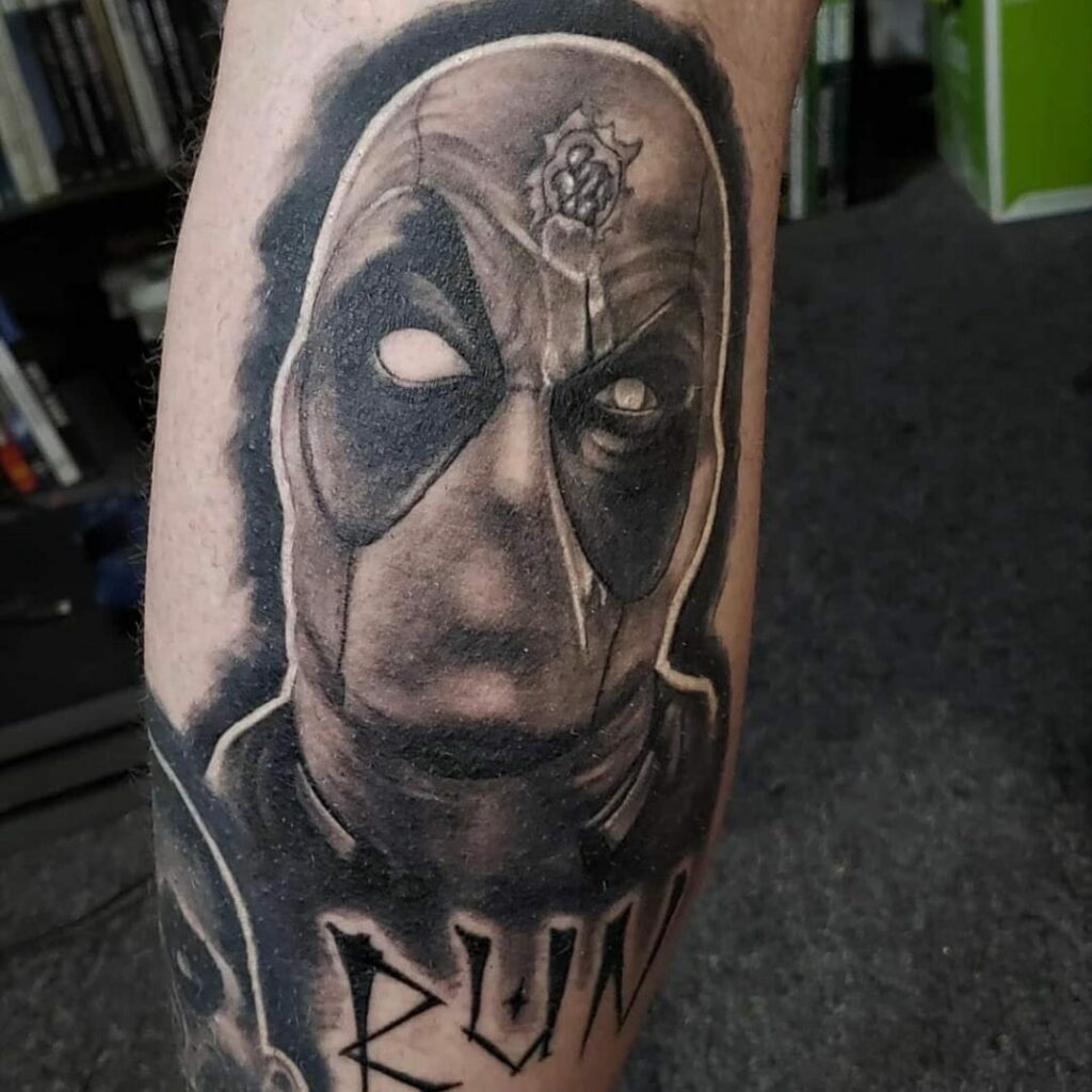 11+ Deadpool Tattoo Ideas You'll Have To See To Believe! 11 The Dynamic Grayscale Deadpool Tattoo