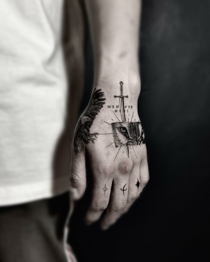 11+ Wolf Tattoo Stencil Ideas That Will Blow Your Mind! 16 The Eagle Wolf Tattoo