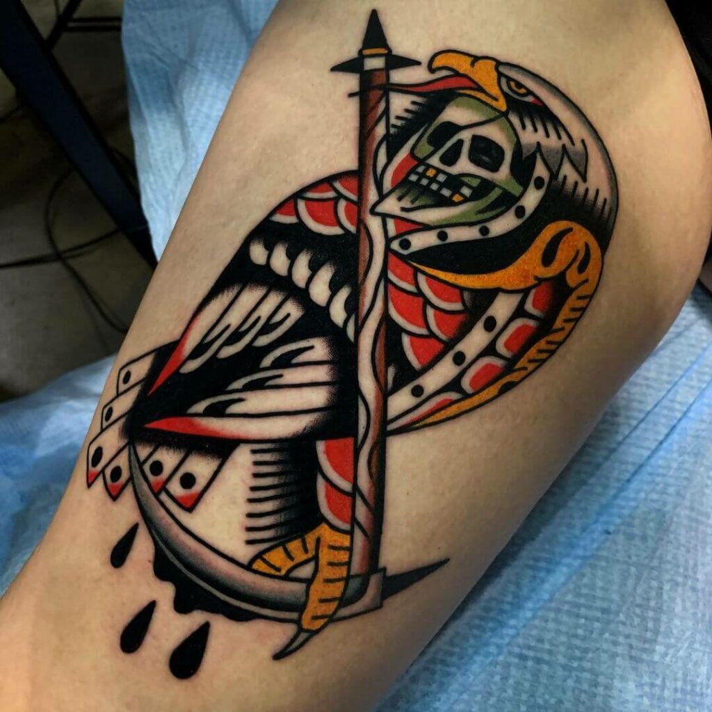 11+ Neo Traditional Eagle Tattoo Ideas That Will Blow Your Mind! 13 The Eagle X Neo Traditional Skull Tattoo Design