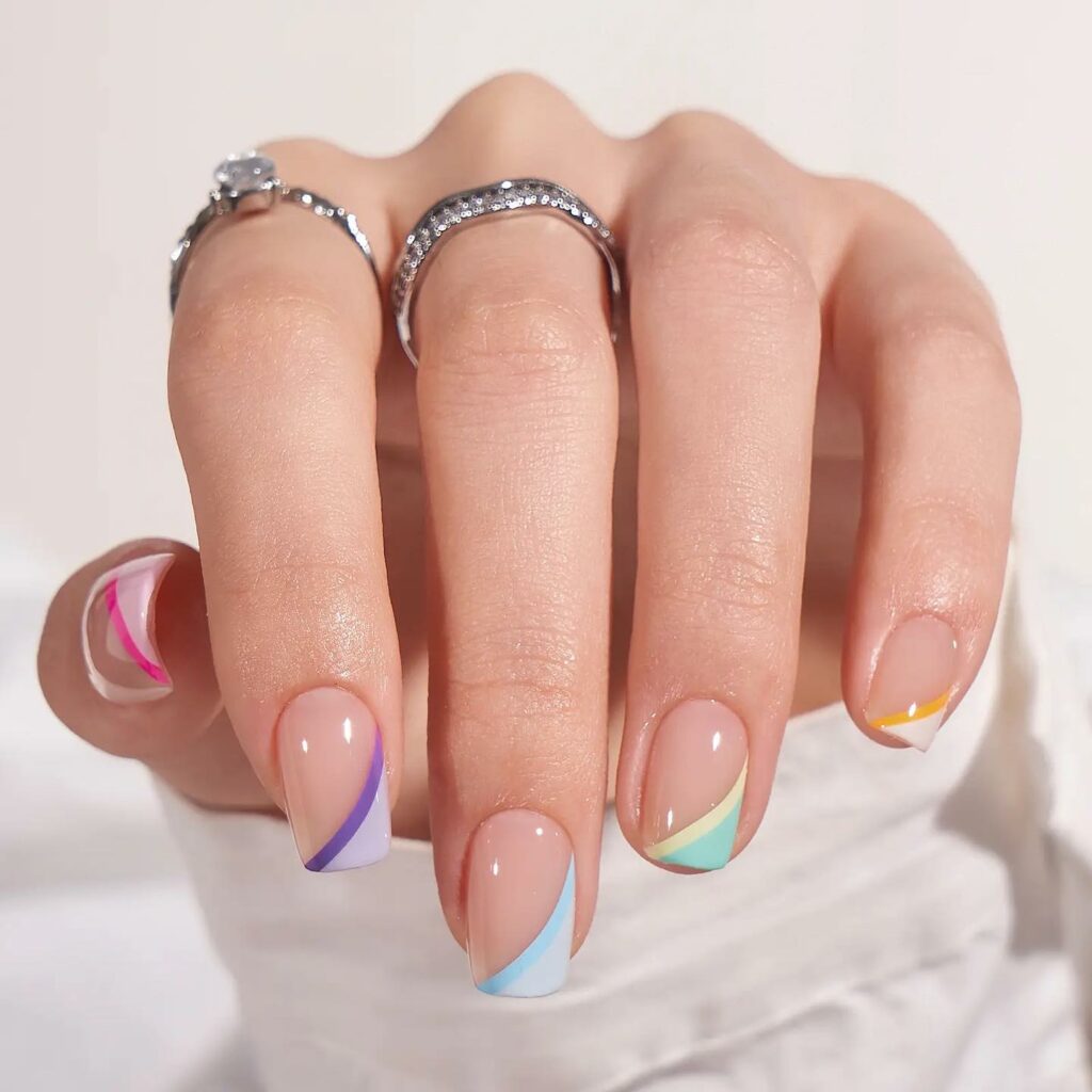 34 Latest Pastel Nail Designs To Try in 2024! 11 The Elegance of Arched Diagonals