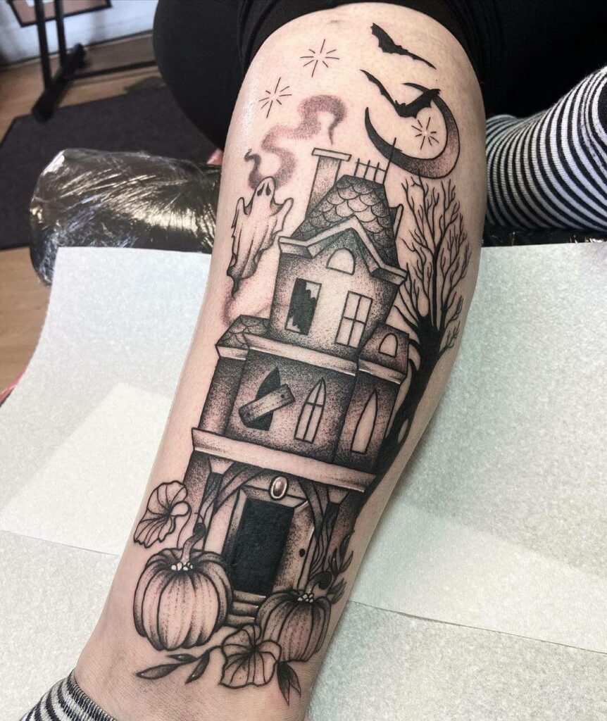 12+ Haunted House Tattoo Ideas To Inspire You! 20 The Fall Concept Haunted House