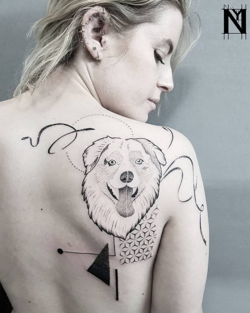 11+ Australian Shepherd Tattoo Ideas That Will Blow Your Mind! 16 The Geometric Tattoo