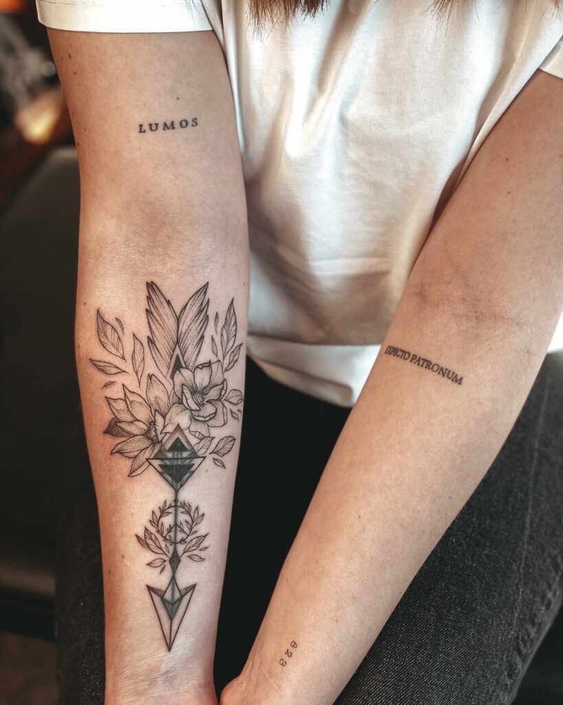 10+ Arrow Tattoos For Men That Will Blow Your Mind! 15 The Geometrical Shapes Flower Arrow Tattoo