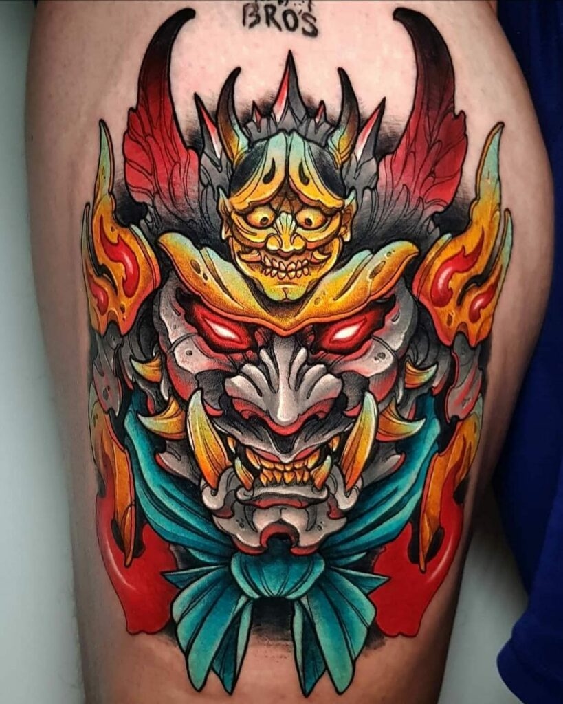 10+ Samurai Hand Tattoo Ideas That Will Blow Your Mind! 13 The Glowing Eyes Samurai Mask tattoo