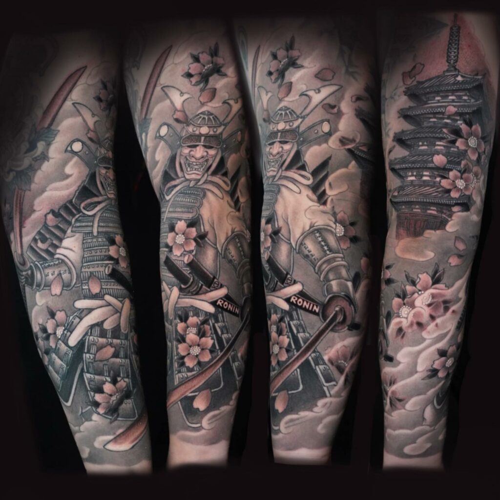 10+ Samurai Hand Tattoo Ideas That Will Blow Your Mind! 17 The Japanese Samurai and the Japanese Temple tattoo