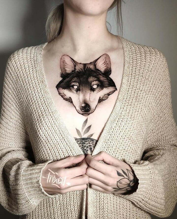 11+ Wolf Tattoo on Chest Ideas That Will Blow Your Mind! 11 The Lone Wolf Tattoo