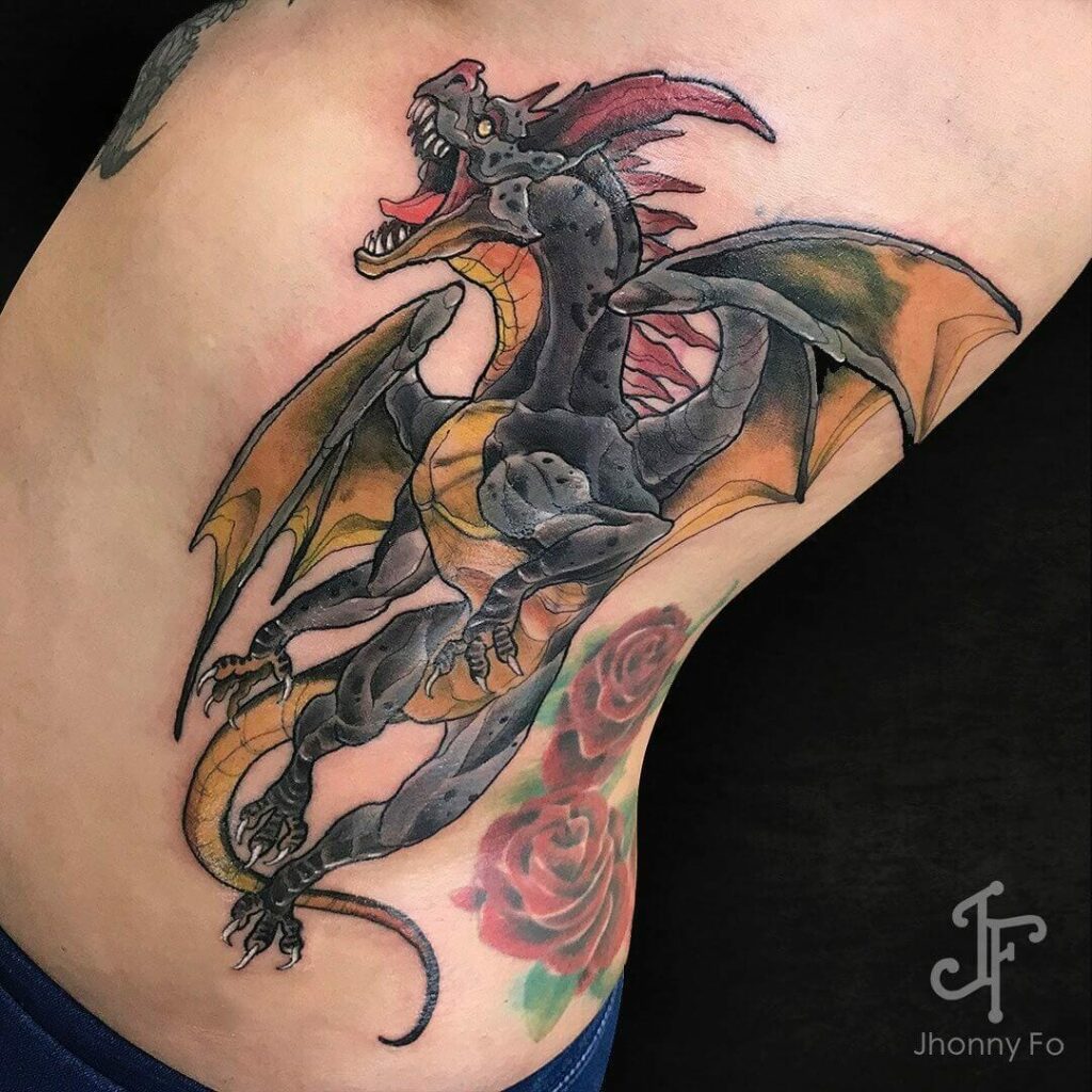 11+ Medieval Dragons Tattoo Ideas That Will Blow Your Mind! 11 The Magical Medieval Dragons And Roses Tattoo