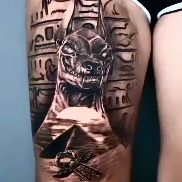 10 Latest Anubis Tattoos To Inspire You In 2024! 19 The Magnanimous Anubis - Great Sphinx Tattoo For The Typical Tourist