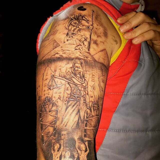 10 Latest Anubis Tattoos To Inspire You In 2024! 17 The Mighty Anubis and Horus Tattoo For The Good Ol' Good Vs. Evil Message