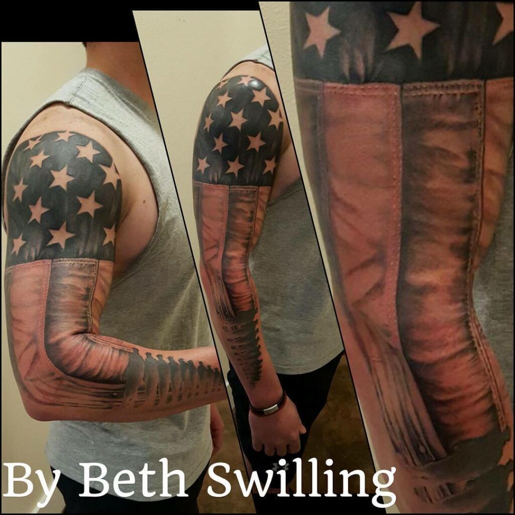 12+ American Flag Sleeve Tattoo Ideas To Inspire You! 16 The Military American Flag