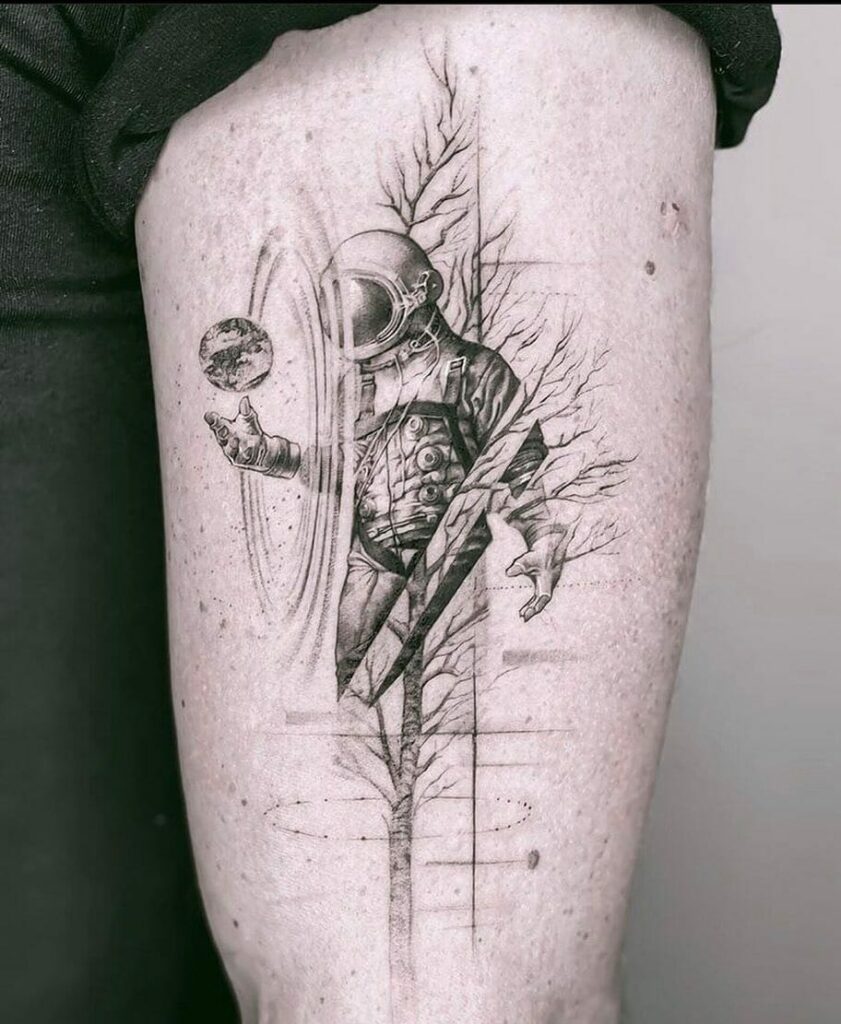 10+ Simple Astronaut Tattoo Ideas That Will Blow Your Mind! 15 The Other Elements In The Space Race Time Travel Tattoo