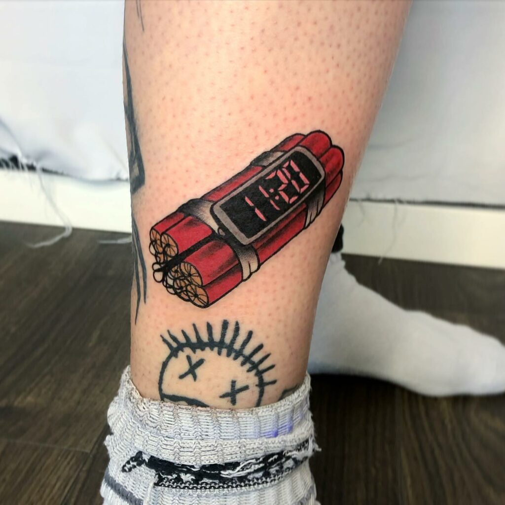 11+ Time Bomb Tattoo Ideas That Will Blow Your Mind! 16 The Professional Time Bomb Leg Tattoo