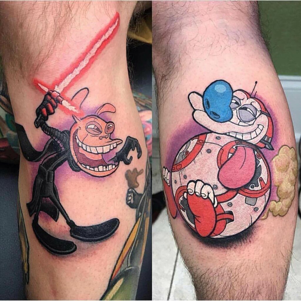 11+ Nickelodeon Tattoo Ideas That Will Blow Your Mind! 11 'The Ren & Stimpy Show' Crossover Tattoo