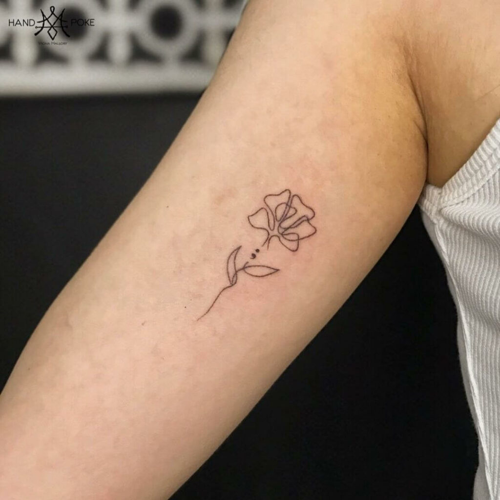 12+ Minimal Tattoo Sleeve Ideas To Inspire You! 20 The Semi-Colon Project Flower Minimalist Tattoo