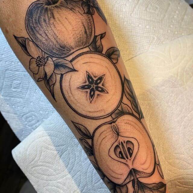 16 Latest Apple Tattoos To Inspire You In 2024! 20 The Sensuous Cut-Apple Tattoo For The Passionate