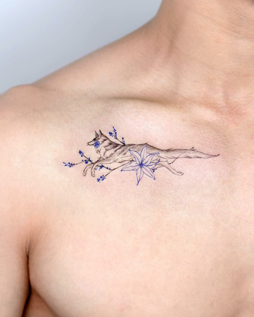 11+ Wolf Tattoo on Chest Ideas That Will Blow Your Mind! 13 The Simple Wolf Tattoo