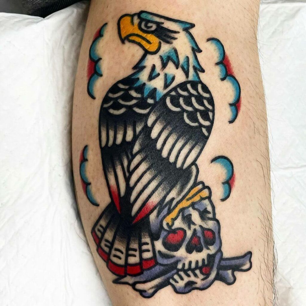 11+ Neo Traditional Eagle Tattoo Ideas That Will Blow Your Mind! 12 The Small Grey Eagle Tattoo Design