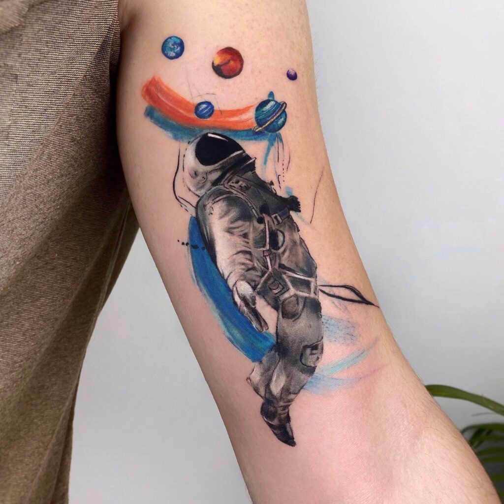 10+ Simple Astronaut Tattoo Ideas That Will Blow Your Mind! 17 The Space Exploration Astronaut Tattoo Design