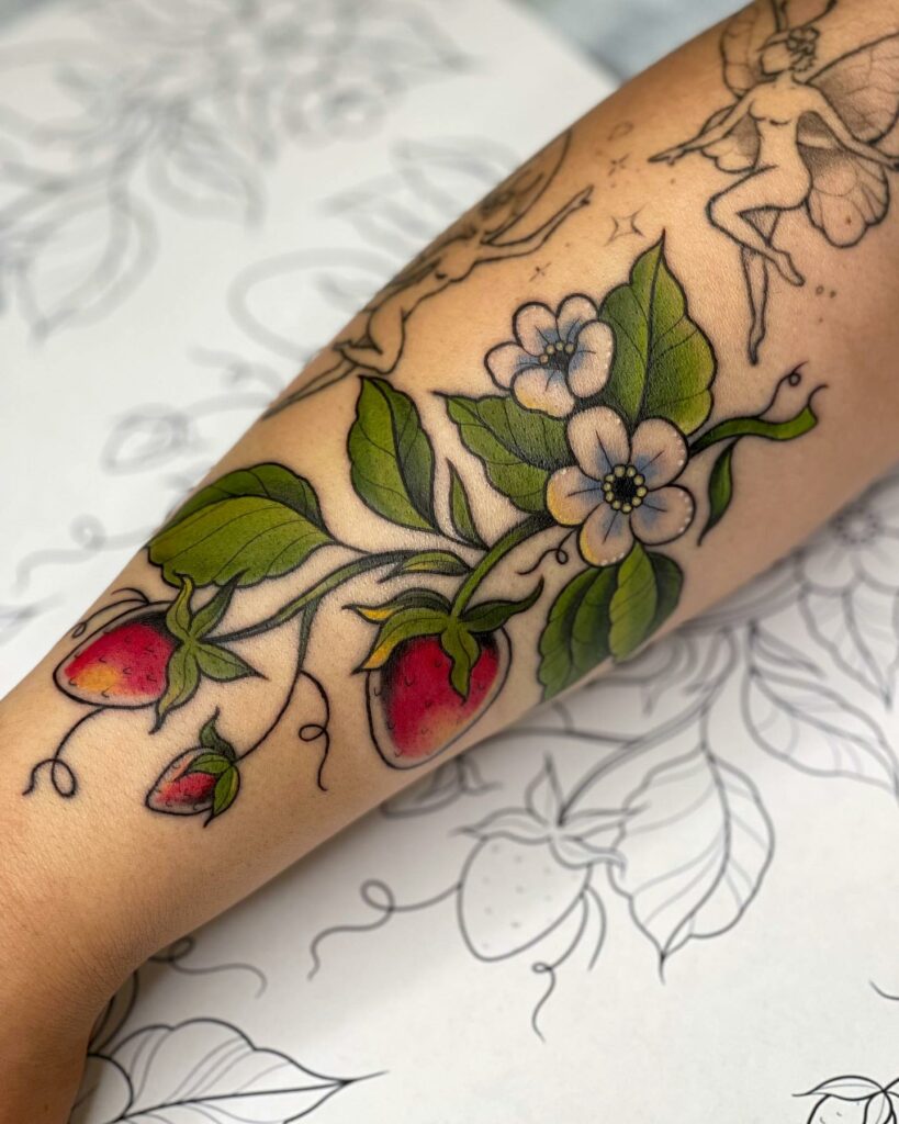 10+ Vine Flower Tattoo Ideas That Will Blow Your Mind! 17 The Strawberry Vine Tattoo