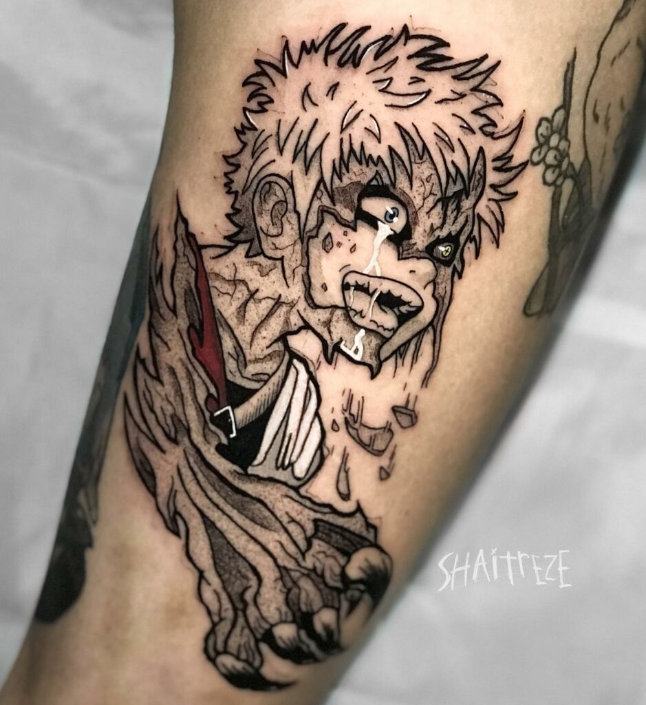 11+ Gaaras Tattoo Ideas That Will Blow Your Mind! 18 The Striking One-tailed Beast Form Gaara Tattoo