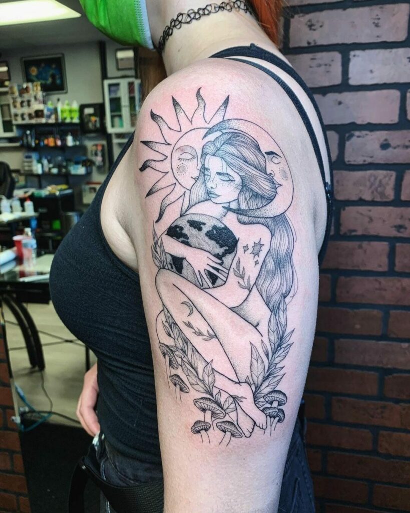11+ Mother Nature Tattoo Ideas You Have To See To Believe! 14 The Tender Mother Nature Tattoo For Tender Minds