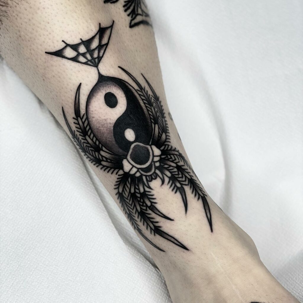 11+ Traditional Black Widow Tattoo Ideas That Will Blow Your Mind! 13 The Traditional Yin Yang and Black Widow Spider Tattoo