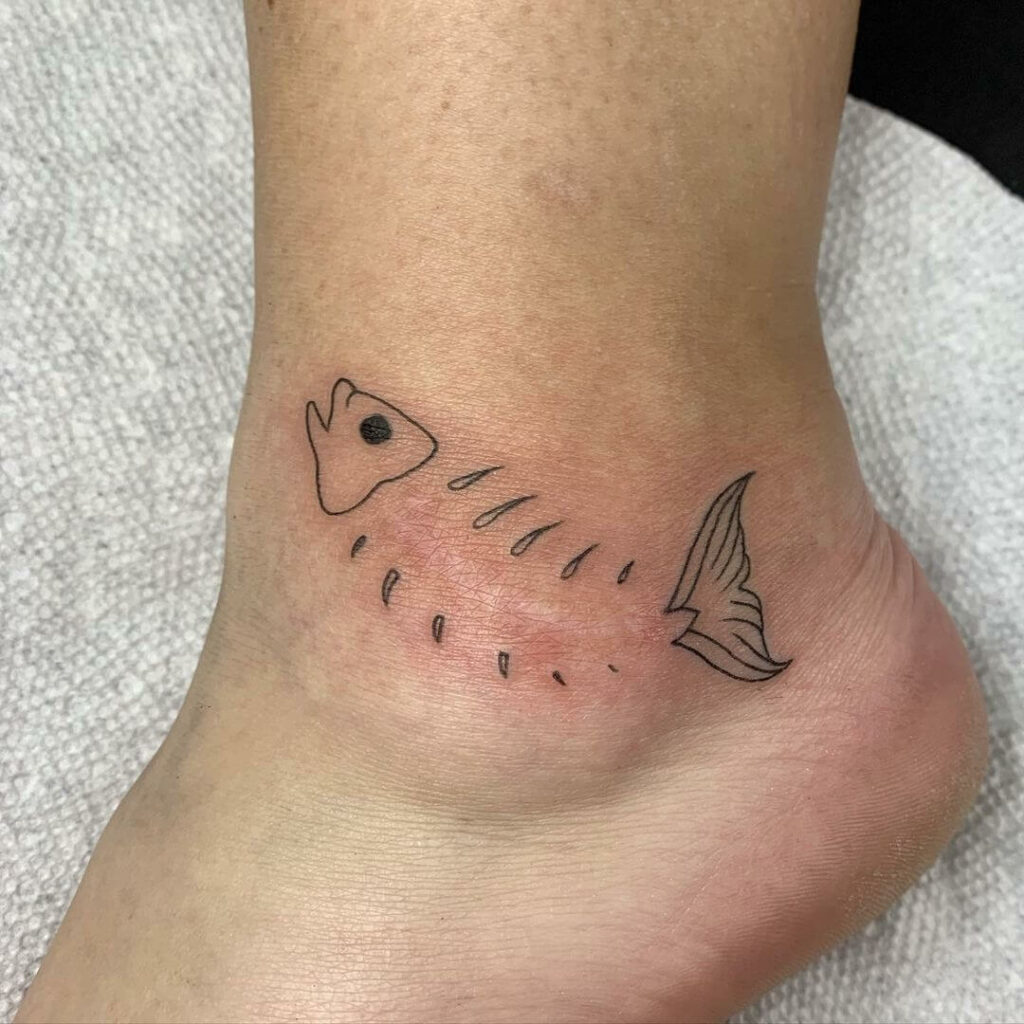 12+ Fish Skeleton Tattoo Ideas To Inspire You! 17 The Very Cute Fish Skeleton Ankle Tattoo