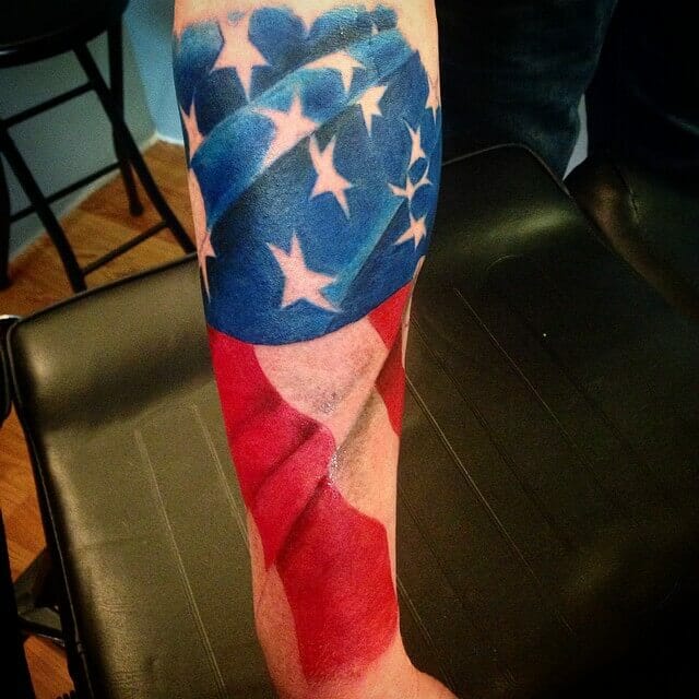 12+ American Flag Sleeve Tattoo Ideas To Inspire You! 14 The Waving American Flag Tattoo