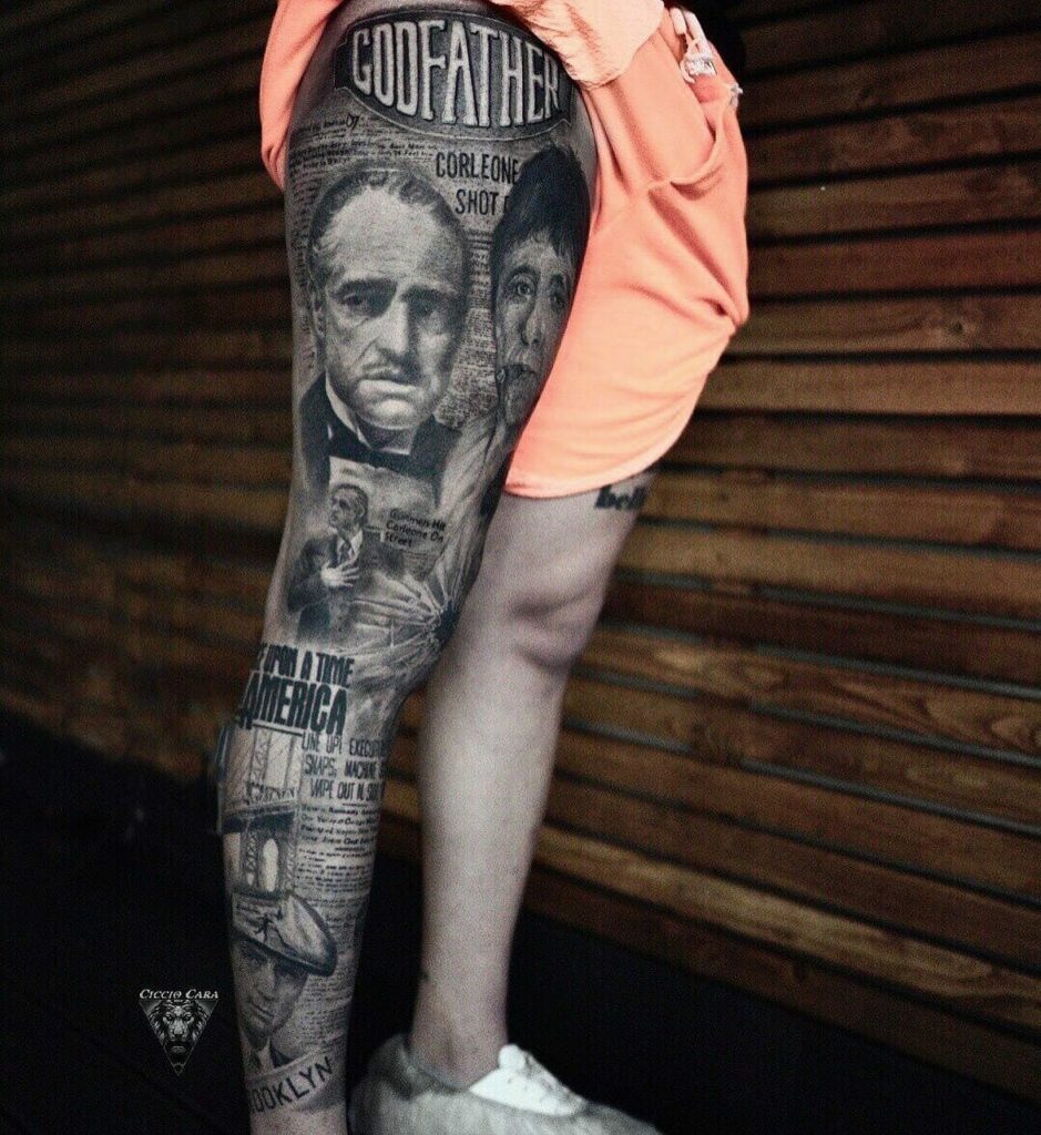 19+ Scarface The World Is Yours Tattoo Ideas That Will Blow Your Mind! 11 The World Is Your Scarface Leg Tattoos