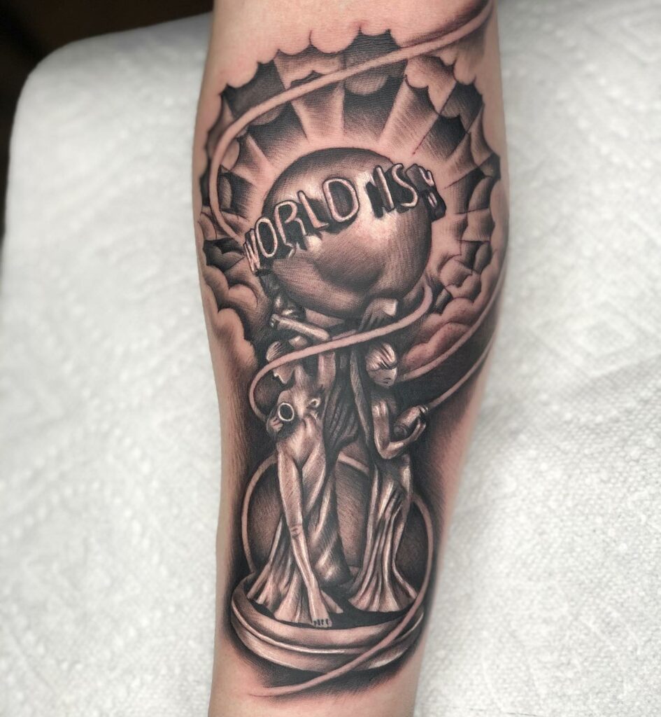 19+ Scarface The World Is Yours Tattoo Ideas That Will Blow Your Mind! 12 The World Is Your Scarface Leg Tattoos ideas