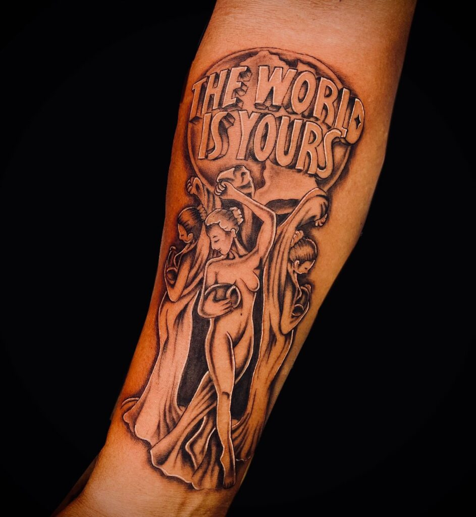 19+ Scarface The World Is Yours Tattoo Ideas That Will Blow Your Mind! 22 The World Is Yours Tattoos in Red And Black Ink ideas