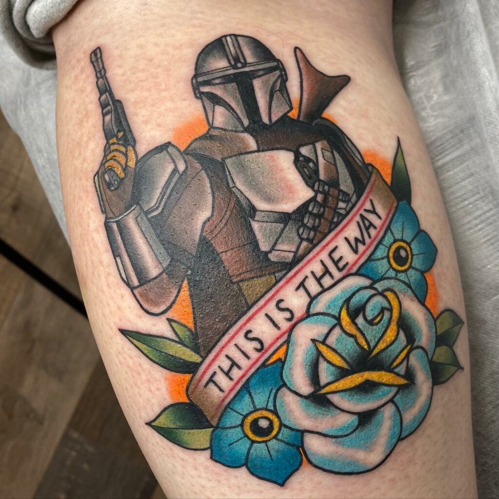 10+ Mandalorian Helmet Tattoo Ideas That Will Blow Your Mind! 20 This Is The Way Mandalorian Helmet Tattoo