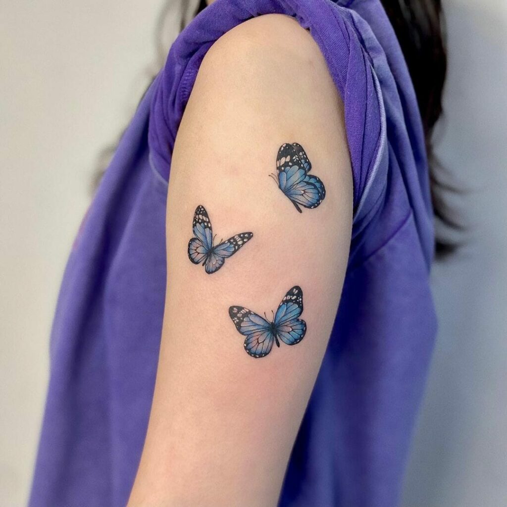 12+ Blue Butterfly Tattoo Ideas To Inspire You! 19 Three Blue Butterflies Tattoo