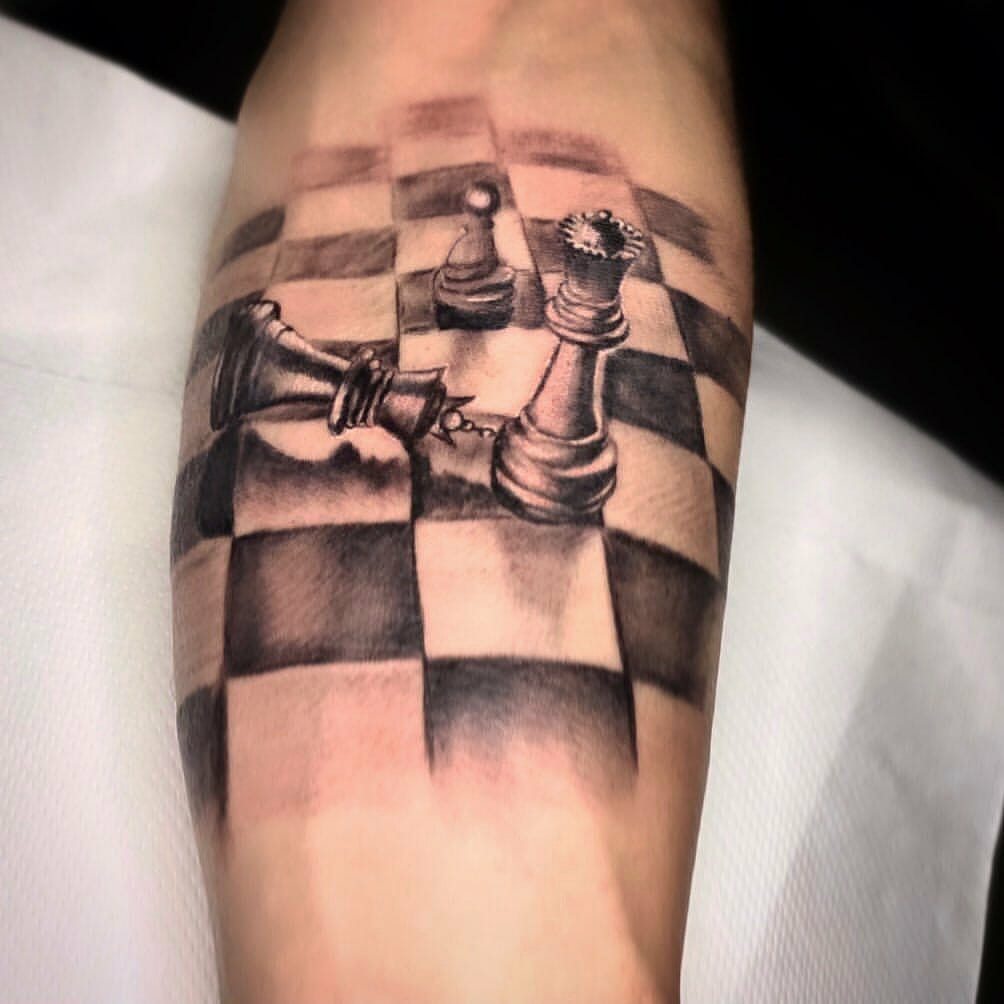 11+ Chess Board Tattoo Ideas That Will Blow Your Mind! 17 Three Chess Tattoos in one frame