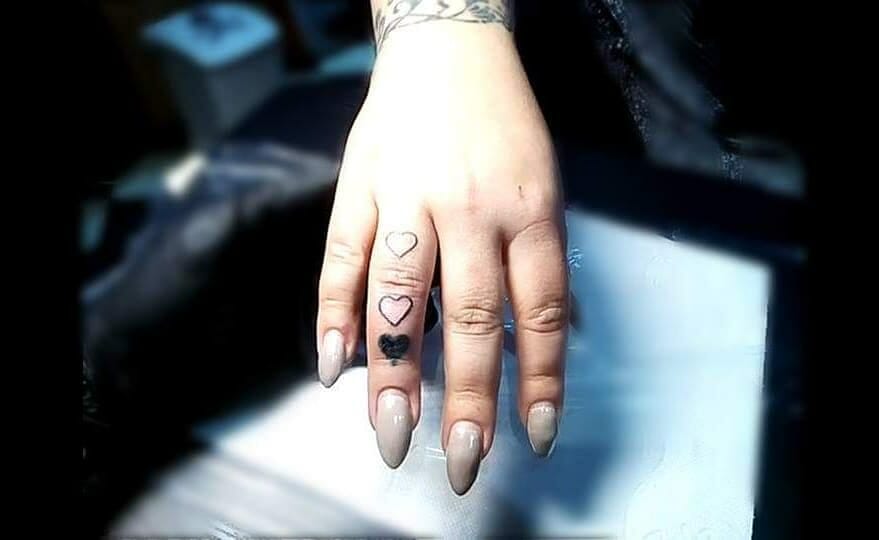 17+ Finger Heart Tattoo Ideas To Inspire You! 19 Three Hearts Finger Tattoo