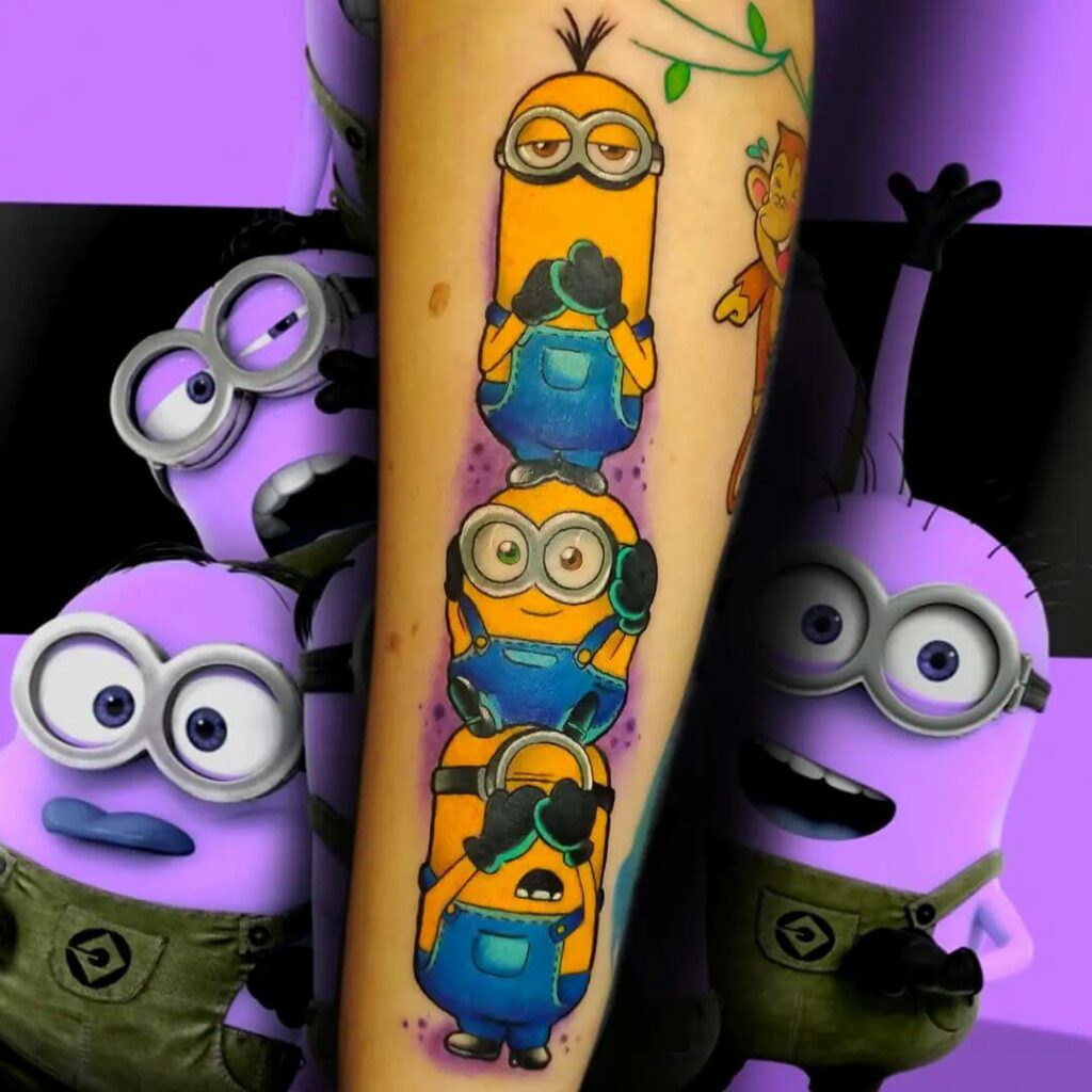 12+ Minion Tattoo Ideas To Inspire You! 12 Three Monkeys Minion Tattoo