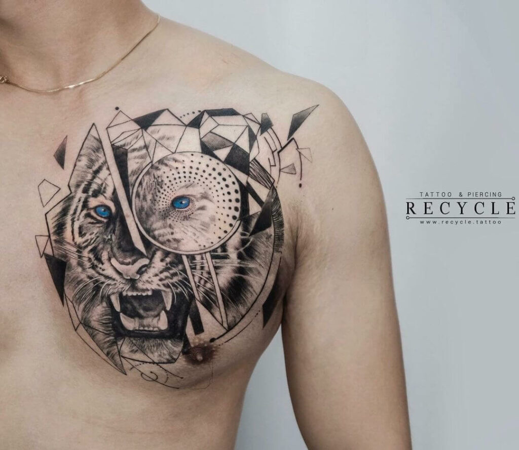 11+ Chest Tiger Tattoo Ideas That Will Blow Your Mind! 12 Tiger Chest Tattoo Design
