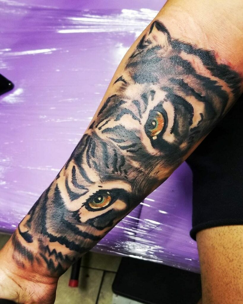 15+ Quarter Sleeve Tattoo Ideas You Have To See To Believe! 16 Tiger Eyes Sleeve Tattoo