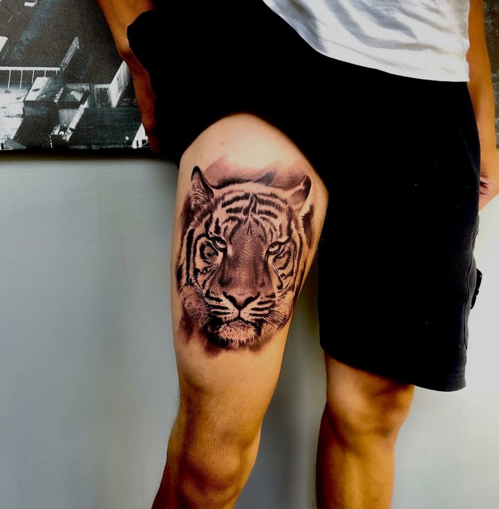 11+ Tiger Leg Tattoo Ideas That Will Blow Your Mind! 10 Tiger Leg Tattoo Ideas