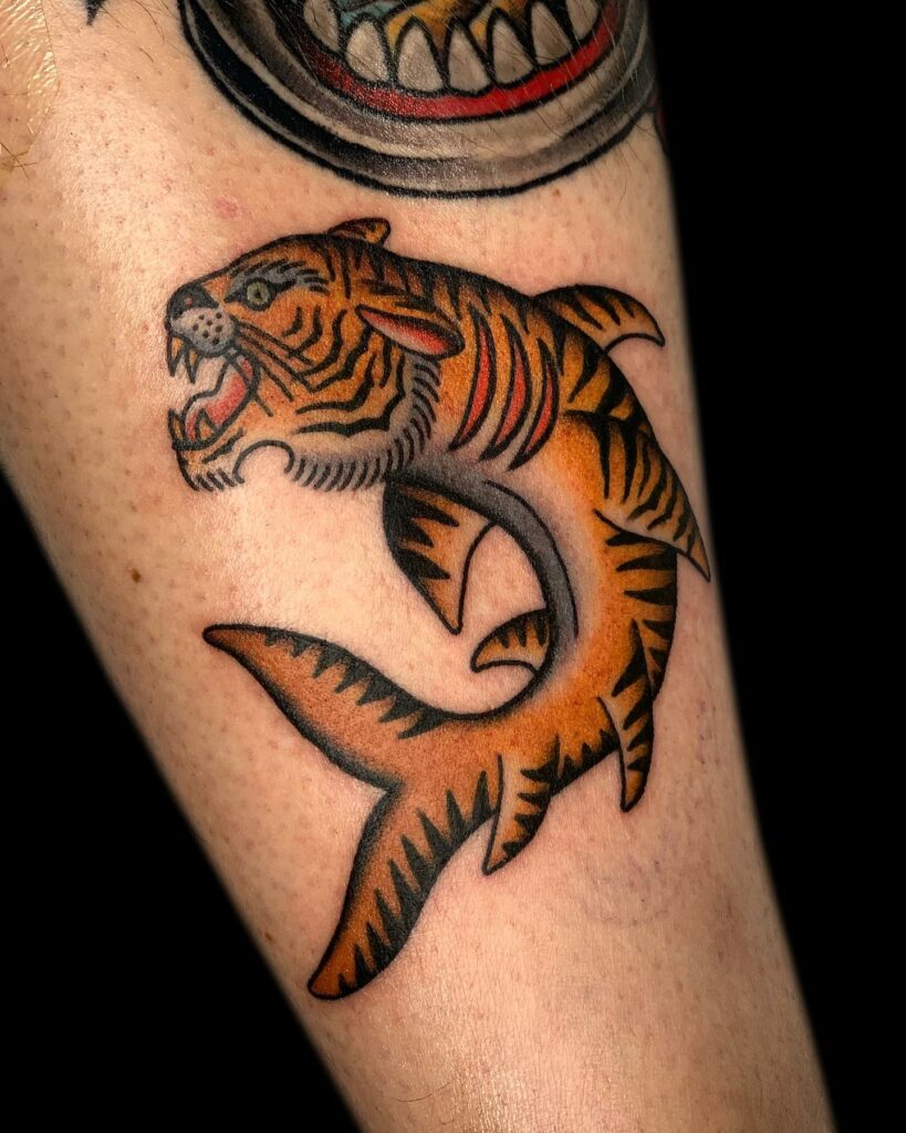 11+ Tiger Leg Tattoo Ideas That Will Blow Your Mind! 15 Tiger Shark Tattoo