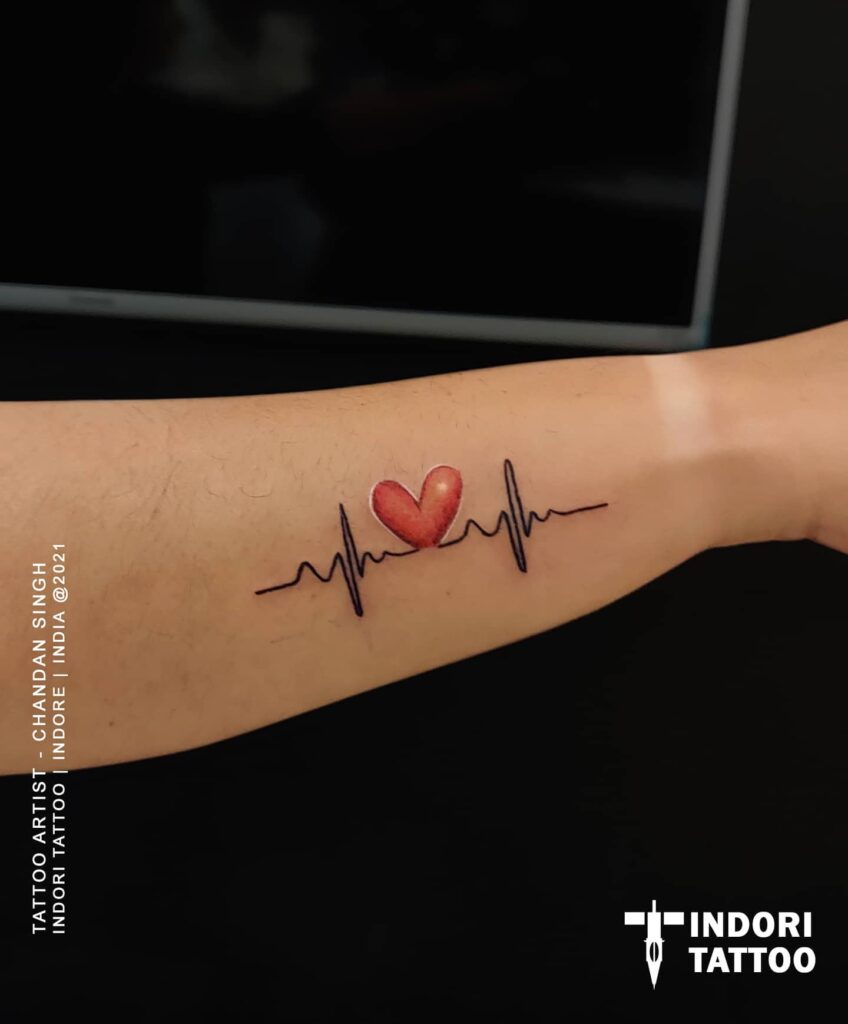 11+ Meaningful Heart Beat Tattoo Ideas That Will Blow Your Mind! 13 Tiny Red Heart And Heartbeat Tattoos