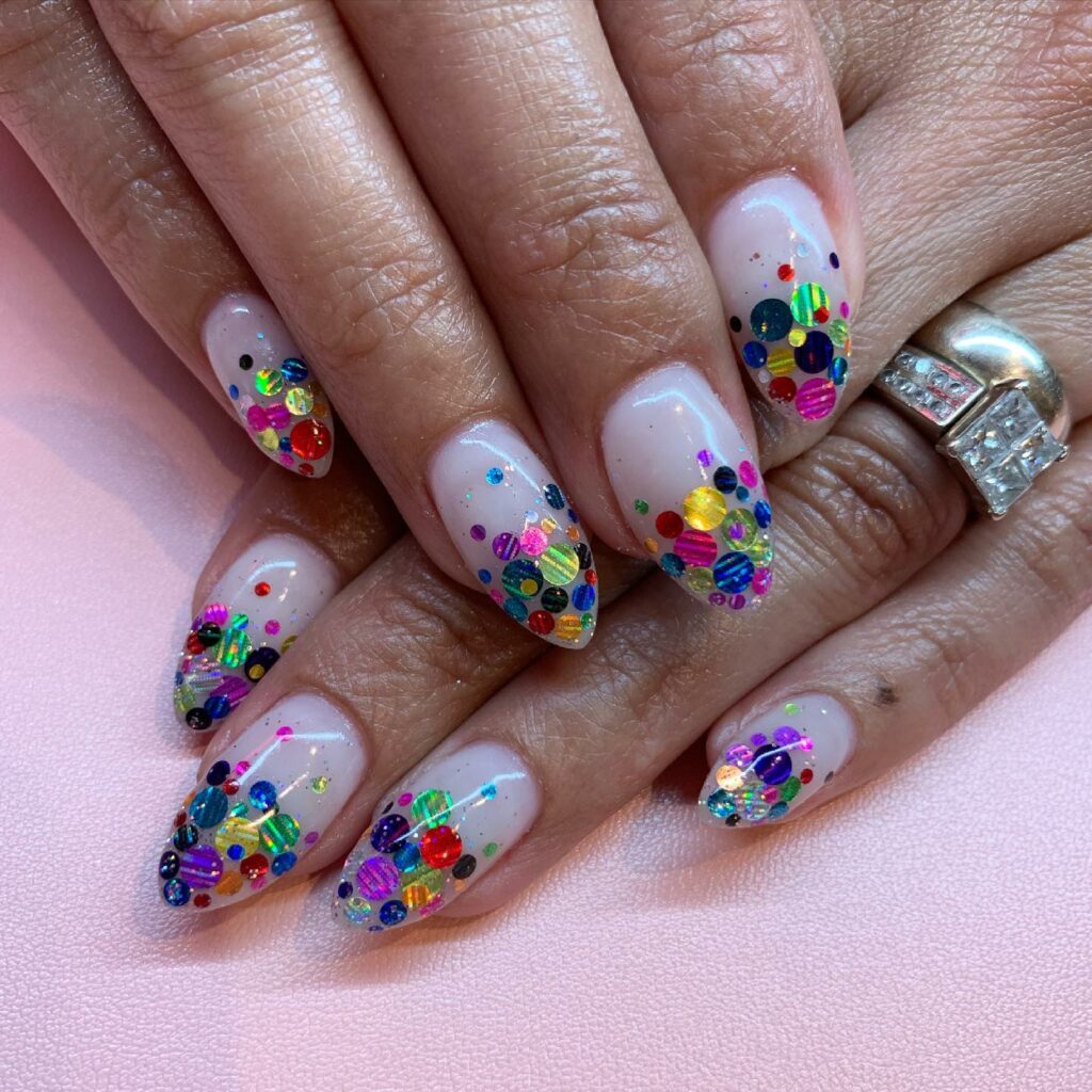 Try Out 40 Simple and Elegant Nail Designs for 2024 42 Tip Confetti nails