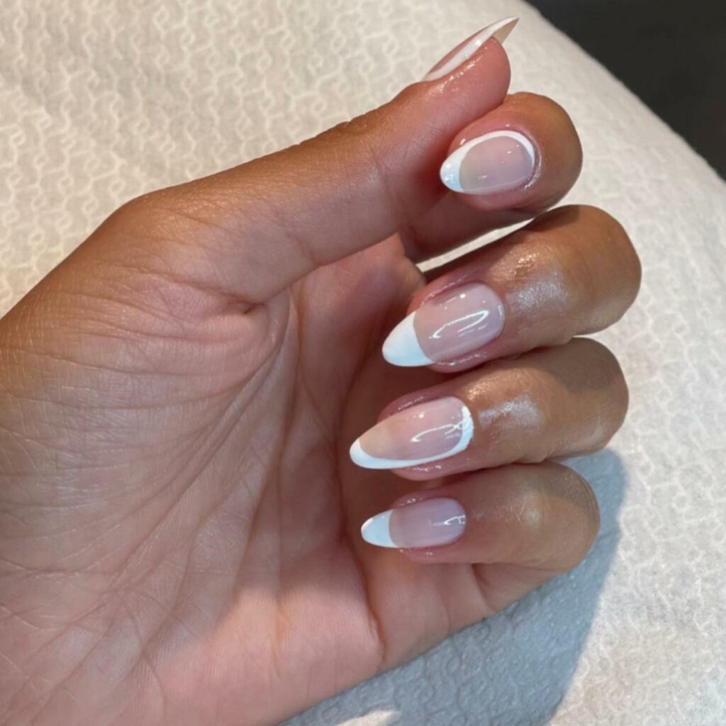 Try in 2024: 39 Latest Short Almond Nail Designs 30 Tonal Wave short almond nails