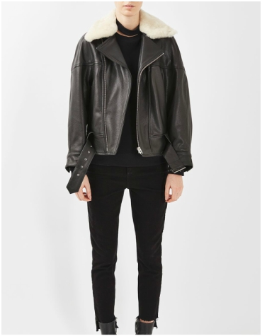 Topshop Aviator Leather Jacket Topshop Aviator Leather Jacket with fur trim