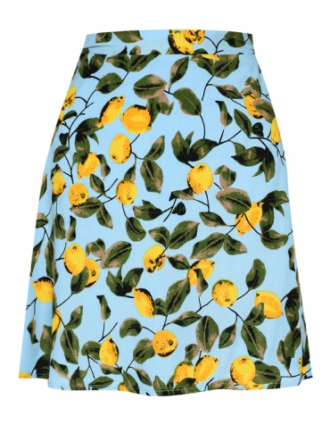 Topshop Lemon Print Skater by Glamorous £20 Topshop blue skater skirt lemon print