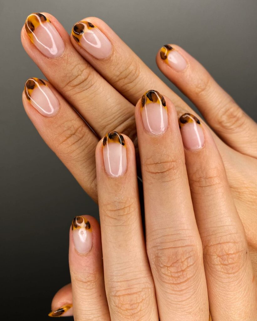 Get Creative with 39 Cute Short Nails Designs for 2024 39 Tortie French Nails