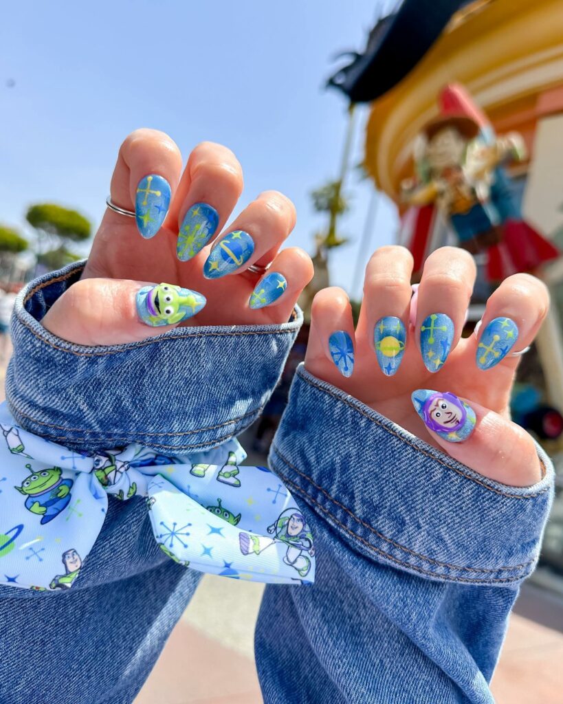 50 Latest Disney Nails Ideas To Try In 2024! 22 Toy Story Blue Disney Nails