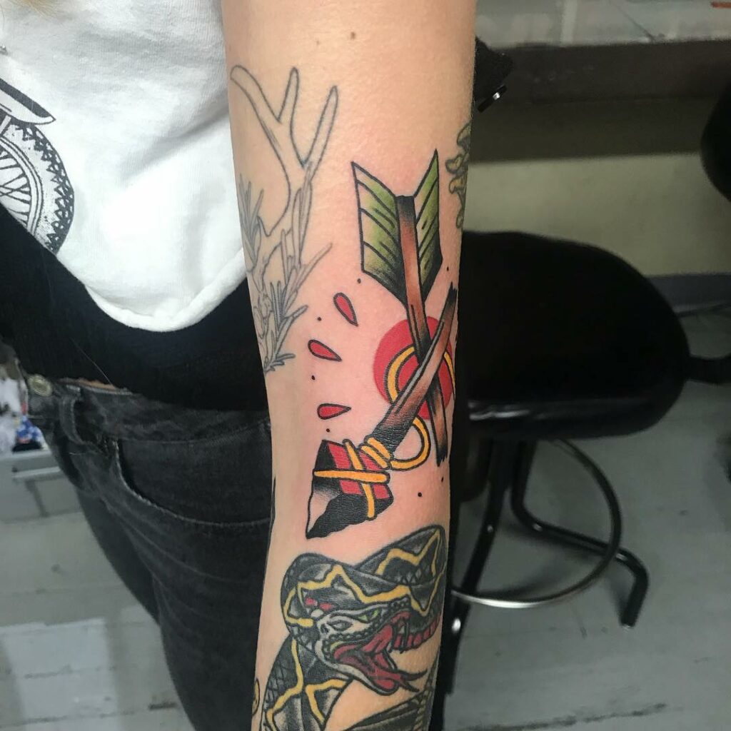 10+ Traditional Tattoo Sleeve Fillers That Will Blow Your Mind! 13 Traditional Arrow Tattoo